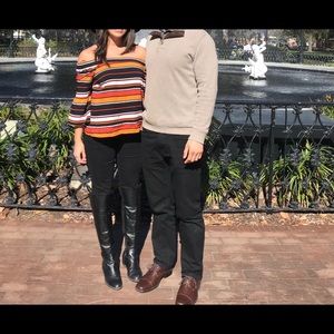 Off the shoulder striped top